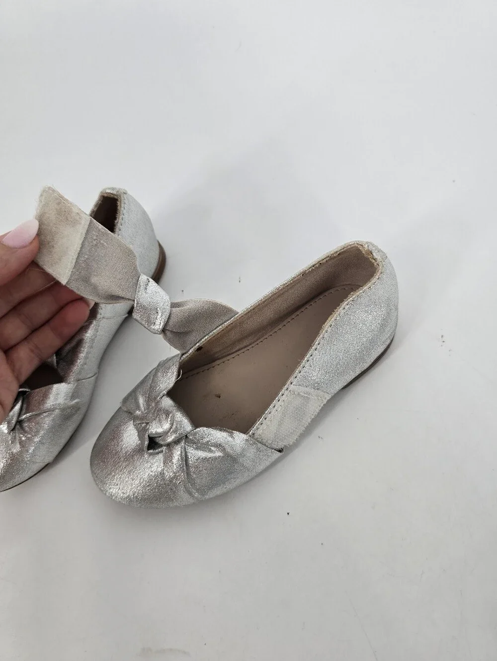 Zara Baby Silver Dress Flats Mary Jane Knot Size 24 US Size 8